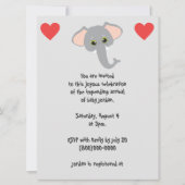 Baby Elephant en Hearts Grey Baby shower Kaart (Voorkant)
