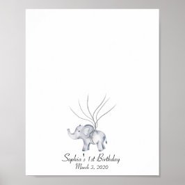 Baby Elephant Fingerprint Guestbook Poster