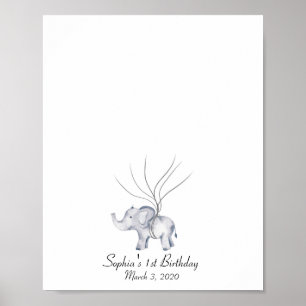Baby Elephant Fingerprint Guestbook Poster