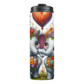 Baby Elephant Floral Heart Balloon Thermosbeker (Voorkant)