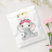 Baby elephant floral pink bedankzakje (Gezegeld)
