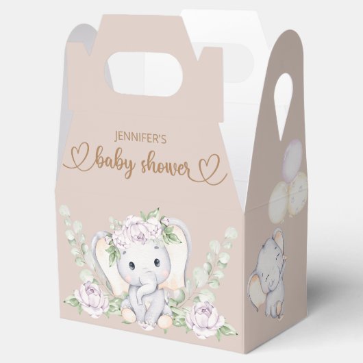 Baby Elephant & Flower Waterverf Baby shower Fav Bedankdoosjes (Geopend)