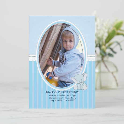 Baby Elephant foto uitnodiging (Staand voorkant)