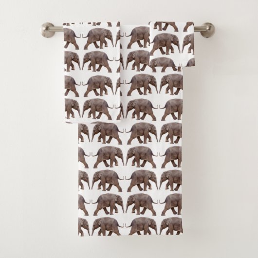 Baby Elephant Frenzy Bathroom Towel Set Bad Handdoek (Insitu)