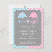 Baby Elephant Gender Reopenbaart Baby shower Party Kaart (Voorkant)