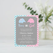 Baby Elephant Gender Reopenbaart Baby shower Party Kaart (Staand voorkant)