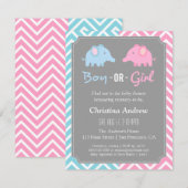 Baby Elephant Gender Reopenbaart Baby shower Party Kaart (Voorkant / Achterkant)