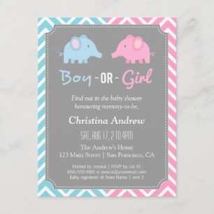 Baby Elephant Gender Reopenbaart Baby shower Party Kaart