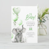 Baby Elephant Geslacht Neutraal Cute Baby shower Kaart (Staand voorkant)