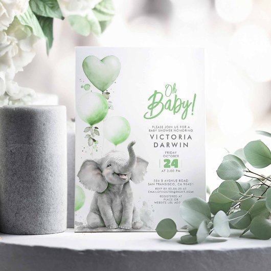 Baby Elephant Geslacht Neutraal Cute Baby shower Kaart