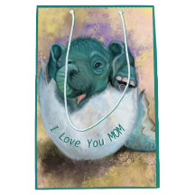 Baby Elephant Gift Bag I love you ma - Jouw tekst