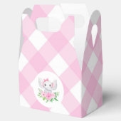 Baby Elephant Girl Favor Box Pink Gingham Bedankdoosjes (Geopend)