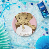 Baby Elephant Gold Pink Papieren Bordje (Feest)