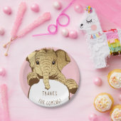 Baby Elephant Gold Pink Papieren Bordje (Feest)