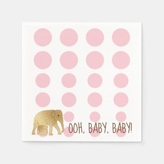 Baby Elephant Gold Pink Servet (Voorkant)