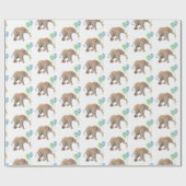 Baby Elephant green & blue balloon Gift Wrapping Cadeaupapier (Vlak)