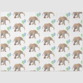 Baby Elephant green & blue balloon Tissue Paper.  Tissuepapier