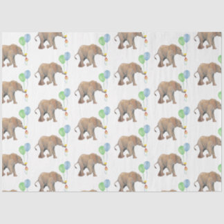 Baby Elephant green & blue balloon Tissue Paper.  Tissuepapier