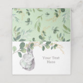 Baby Elephant Green en Gold Waterverf Greenery Plaatskaartje (Buitenkant ongevouwen)