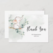 Baby Elephant Green Eucalyptus bedankkaart Informatiekaartje (Voorkant / Achterkant)