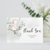 Baby Elephant Green Eucalyptus bedankkaart Informatiekaartje (Staand voorkant)