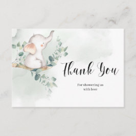 Baby Elephant Green Eucalyptus bedankkaart Informatiekaartje