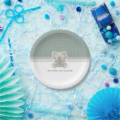Baby Elephant Green Polka Dot Baby shower Papieren Bordje (Feest)