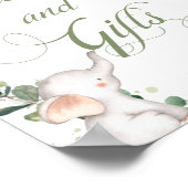 Baby Elephant Greenery Shower Kaarten en Gifts Poster (Hoek)