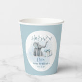Baby Elephant Hallo Baby Boy Blue Baby Papieren Bekers (Achterkant)