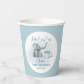 Baby Elephant Hallo Baby Boy Blue Baby Papieren Bekers (Voorkant)