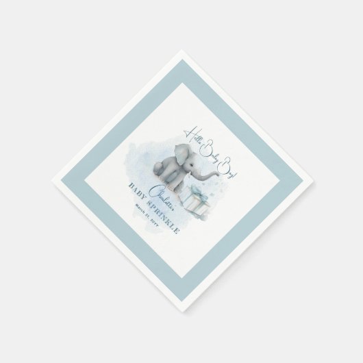 Baby Elephant Hallo Baby Boy Blue Baby Servet (Hoek)