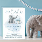Baby Elephant Hallo Baby Boy Blue Baby shower Kaart