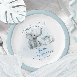 Baby Elephant Hallo Baby Boy Blue Baby shower Papieren Bordje