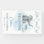 Baby Elephant Hallo Baby Boy Blue Baby shower Spandoek (Horizontaal)