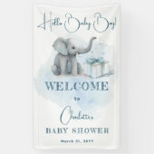 Baby Elephant Hallo Baby Boy Blue Baby shower Spandoek (Verticaal)