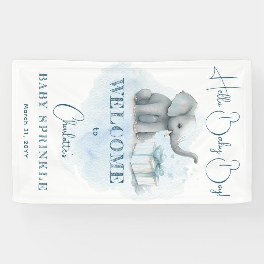 Baby Elephant Hallo Baby Boy Blue Baby Spandoek (Horizontaal)