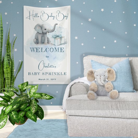 Baby Elephant Hallo Baby Boy Blue Baby Spandoek
