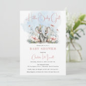 Baby Elephant Hallo Baby Girl Floral Baby shower Kaart (Staand voorkant)