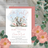 Baby Elephant Hallo Baby Girl Floral Baby shower Kaart