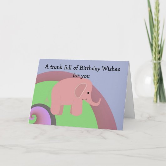 Baby Elephant Happy Birthday Bedankkaart (Voorkant)