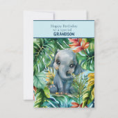 Baby Elephant Happy Birthday Special Grandson Kaart (Voorkant)