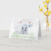 Baby Elephant Happy Birthday voor zijn Waterverf Kaart (Gele Bloem)