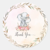 Baby Elephant Hartelijk dank Ronde Sticker (Voorkant)