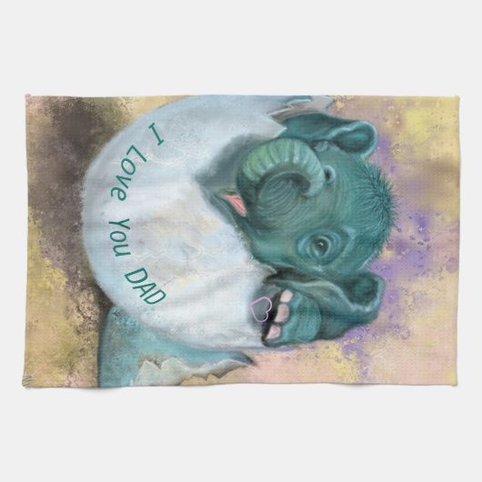 Baby Elephant Hatching from Egg - Ik hou van je va Theedoek (Horizontaal)