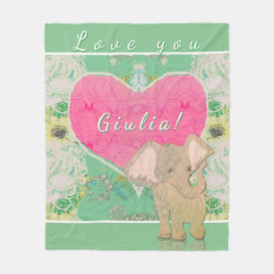Baby Elephant Heart Fleece Deken