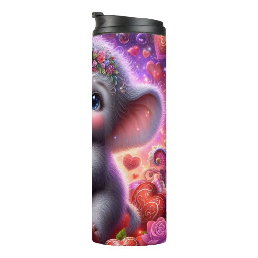 Baby Elephant Heart Gift Thermosbeker (Geroteerd rechts)
