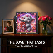 Baby Elephant Heart Gift Vierkante Klok