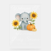 Baby Elephant Herfst Baby shower Welkom Frosted Acryl Bord (Voorkant)