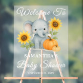 Baby Elephant Herfst Baby shower Welkom Frosted Acryl Bord (Neutraal)