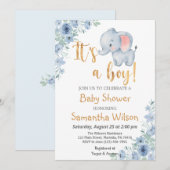 Baby Elephant Het is een Baby shower van een jonge Kaart (Voorkant / Achterkant)
